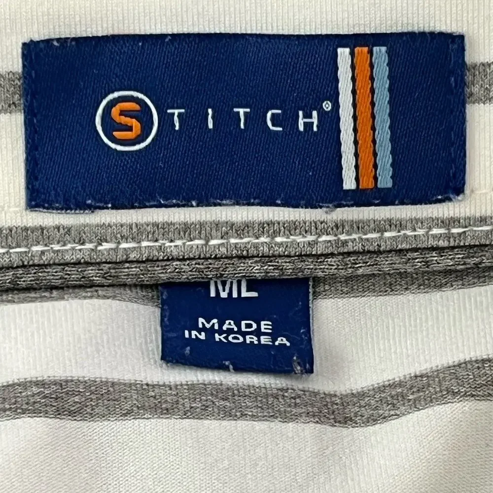 Stitch Vintage Lot Of 2 Polo Shirts Men’s M/L Gray Stripe Golf Stretch - Picture 11 of 16